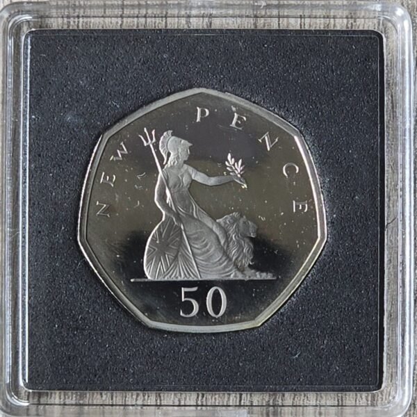 2019 Reissue Britannia New Pence UK Proof 50p Coin in Quadrum