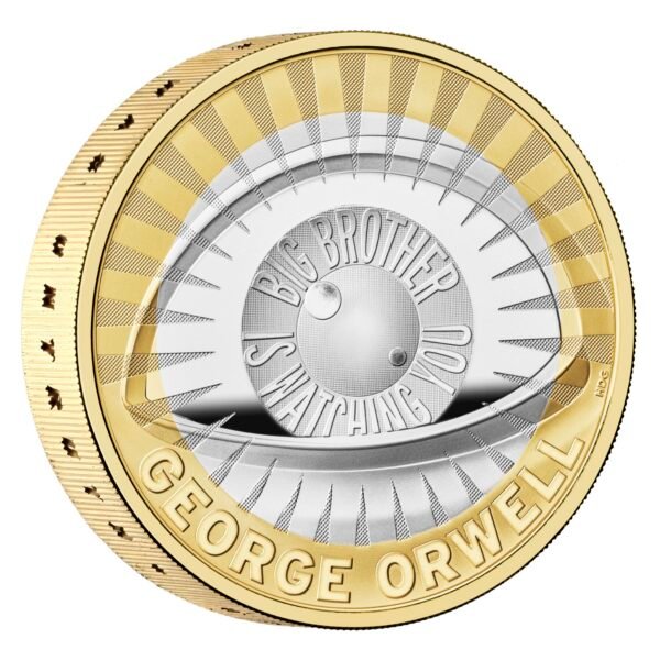 2025 George Orwell Big Brother is Watching You £2 Silver Proof Piedfort <br><i>Dispatched mid-Feb</i></br> - Image 4