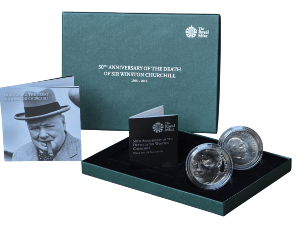 2015 Sir Winston Churchill UK £5 BU with 1965 Crown Mint Set