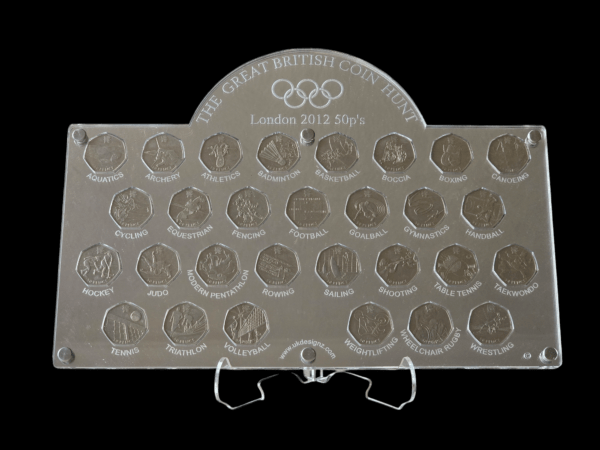 2011 UK Olympics 50p Coins - Full Set in Custom Acrylic Stand (Pre-Owned)