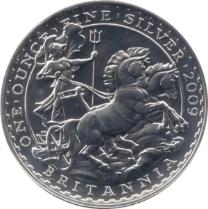 2009 Britannia Silver 1 Oz Bullion Coin in Capsule