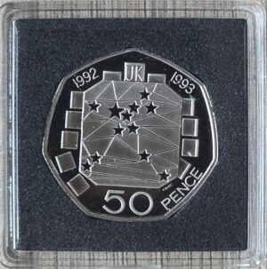 1992 1993 EC Presidency UK Large 50p Proof Coin in Capsule