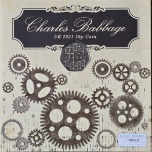 2021 Charles Babbage 50p BU WM Card Certified