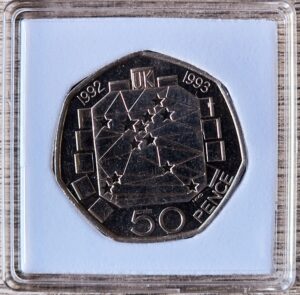 1992 1993 EC Presidency UK Large Circulated 50p in Capsule - Circulated