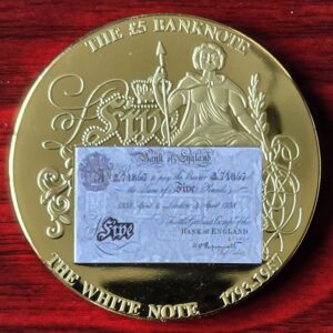 2010 British Banknotes - £5 The White Note Gold Plated Commemorative