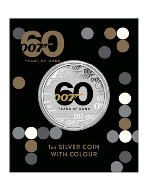2022 Tuvalu James Bond 1 Oz Coloured Silver Bullion Coin in Perth Mint Pack