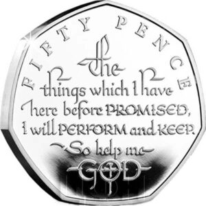 2018 Isle of Man Coronation Oath 50p BU Coin in Capsule