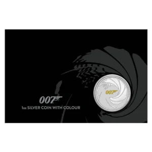 2021 Tuvalu James Bond 1 Oz Coloured Silver Bullion Coin in Perth Mint Pack