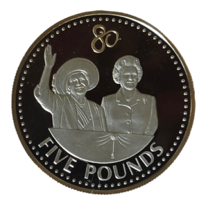 2006 Guernsey 80th Birthday Silver Proof £5 w/ Selective Gold Plating Coin in Capsule