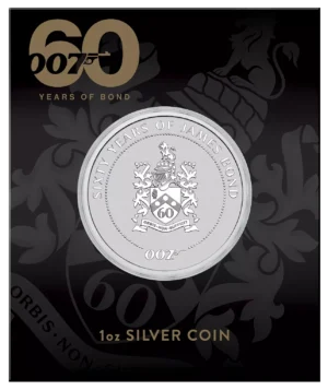 2022 Tuvalu 60 Years of James Bond 1 Oz Silver Bullion Coin in Perth Mint Pack