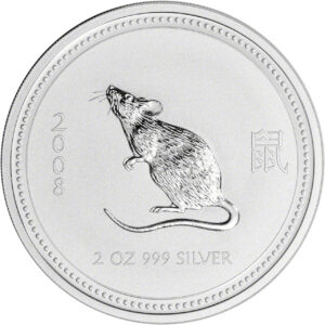 2007 2008 Series I - Year of the Mouse Perth Mint Lunar 2 oz Silver Bullion Coin