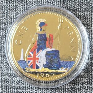 1967 UK Penny Coloured Gold Plated in Capsule