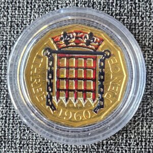 1960 UK 3p Coloured Gold Plated in Capsule