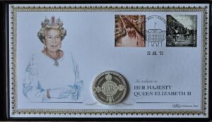 2021 Solomon Islands Reign of Queen Elizabeth Half Dollar Silver Plated Proof Coin Cover PNC
