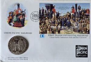 1992 Isle of Man 1 Crown Union Pacific Railroad Coin Cover