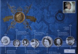 2016 Gibraltar Queen's 90th Birthday Half Crown Gold Plated Proof Coin Cover
