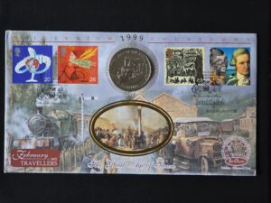 1998 1999 Isle of Man 1 Crown Steam Railway Coin Cover