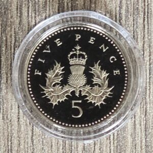 Date Run 1990-2008 UK Decimal Proof 5p Five Pennies Scottish Thistle in Capsules