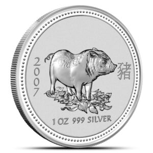 2007 Series I - Year of the Pig Perth Mint Lunar 1 oz Silver Bullion Coin