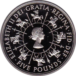 VAT Free - Bullion Grade: 1993 40th anniversary of the Queens Coronation Silver Proof £5 Coin in Capsule
