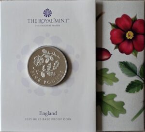 2025 England Oak Branch and Rose UK Proof £5 RM Exclusive