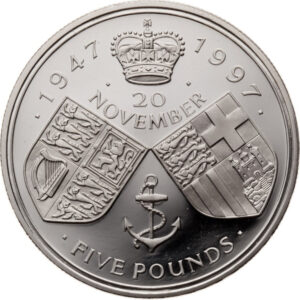 1997 Golden Wedding £5 Silver Proof Coin in Capsule