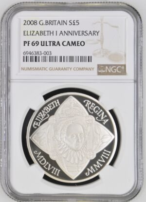 2008 Elizabeth I £5 Silver Proof NGC Graded PF69