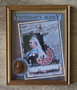 Queen Victoria Unc Penny in Souvenir Photo Frame