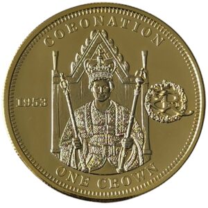 2012 TDC Coronation of Queen Elizabeth II 1953 Gold Plated 1 Crown in Capsule