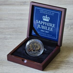 2017 Jersey Sapphire Jubilee £5 Silver Proof with Genuine Sapphire