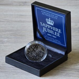 2017 Guernsey Sapphire Jubilee £5 Proof with Genuine Sapphire