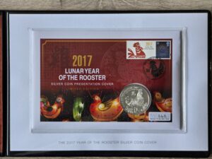 2017 Lunar Year of Rooster Silver 1 Oz BU Premium Coin Cover WM