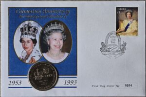 1993 Jersey 40th Coronation Anniversary £2 Coin Cover