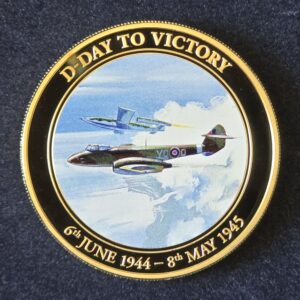 2014 Cook Islands D-Day to Victory: RAF Meteor Proof $1 Copper with Gold Plated