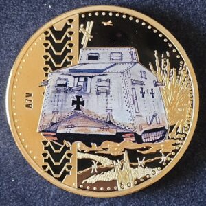 2016 Cook Islands Tanks: A7V Proof $1 Copper with Gold Plating