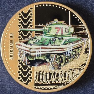 2016 Cook Islands Tanks: M4 Sherman Duplex Drive Proof $1 Copper with Gold Plating