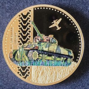 2016 Cook Islands Tanks: M4 Sherman Firefly Proof $1 Copper with Gold Plating