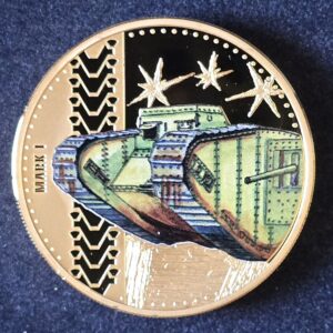 2016 Guernsey Tanks: Mark I Proof 50p Copper with Gold Plating