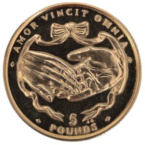1997 Gibraltar Golden Wedding Anniversary £5 Virenium Coin