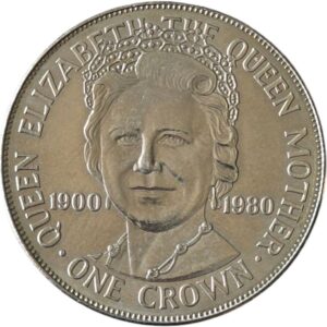 1980 Isle of Man Queen Mother 1 Crown in Capsule