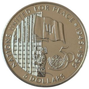 1995 Barbados 50 Years of United Nations UN $5 in Capsule