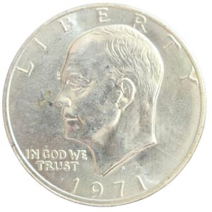 1971 USA 'S' Silver Eisenhower 1 Dollar Coin in Capsule