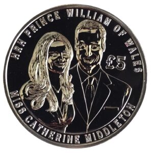2011 Jersey Prince William and Catherine Royal Wedding £5 BU Coin in Capsule
