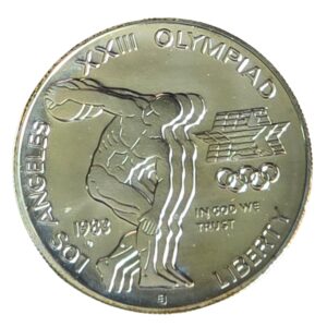 1983 USA Los Angeles Olympics Silver .900 1 Dollar Coin in Capsule