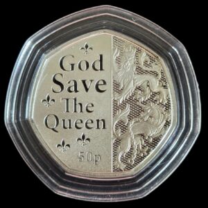 2022 Isle of Man God Save The Queen 50p Silver Proof Coin in Capsule