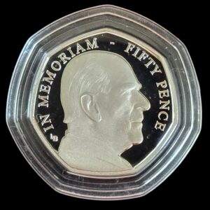 2021 Isle of Man Prince Philip Memoriam Silver Proof 50p Coin in Capsule