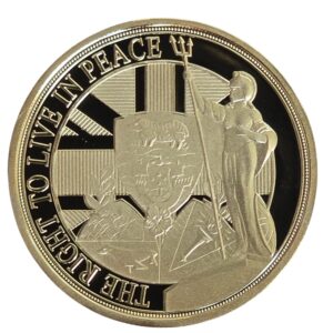 2022 Gibraltar Right to Live in Peace Gold Plated Half Crown Proof Coin in Capsule