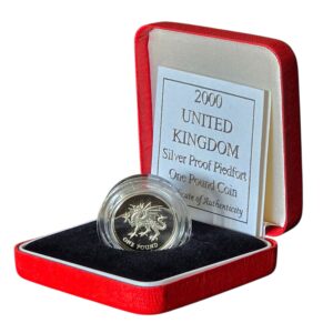 2000 UK Coin £1 Silver Proof Piedfort Welsh Dragon