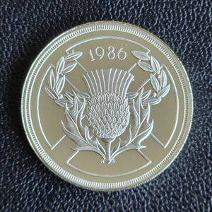 1986 Scottish Thistle Commonwealth Games Silver Proof £2 Coin in Capsule