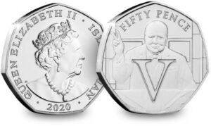 2020 Isle of Man V for Victory 50p BU Coin in Capsule